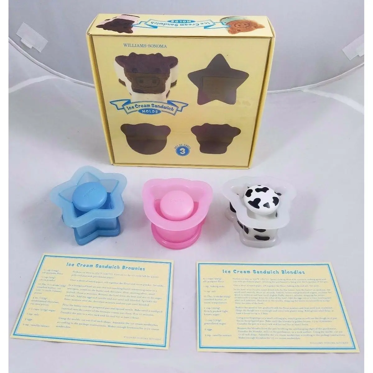 Williams Sonoma Ice Cream Sandwich Molds Cow Pig & Star Set Of 3 In Box Recipes 1