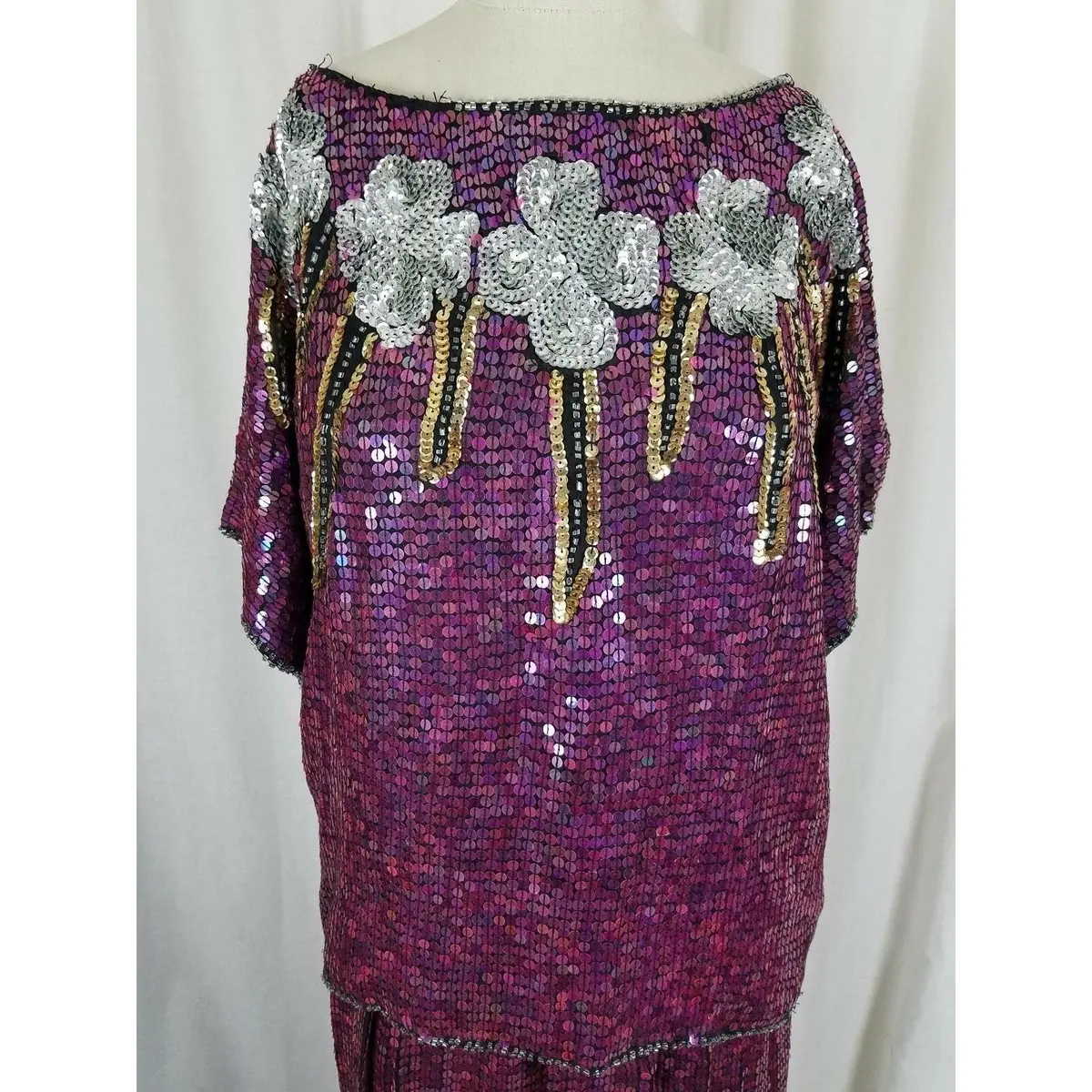 Vintage Infashions Heavily Beaded Sequined Skirt Top Suit Set Outfit Womens S 2