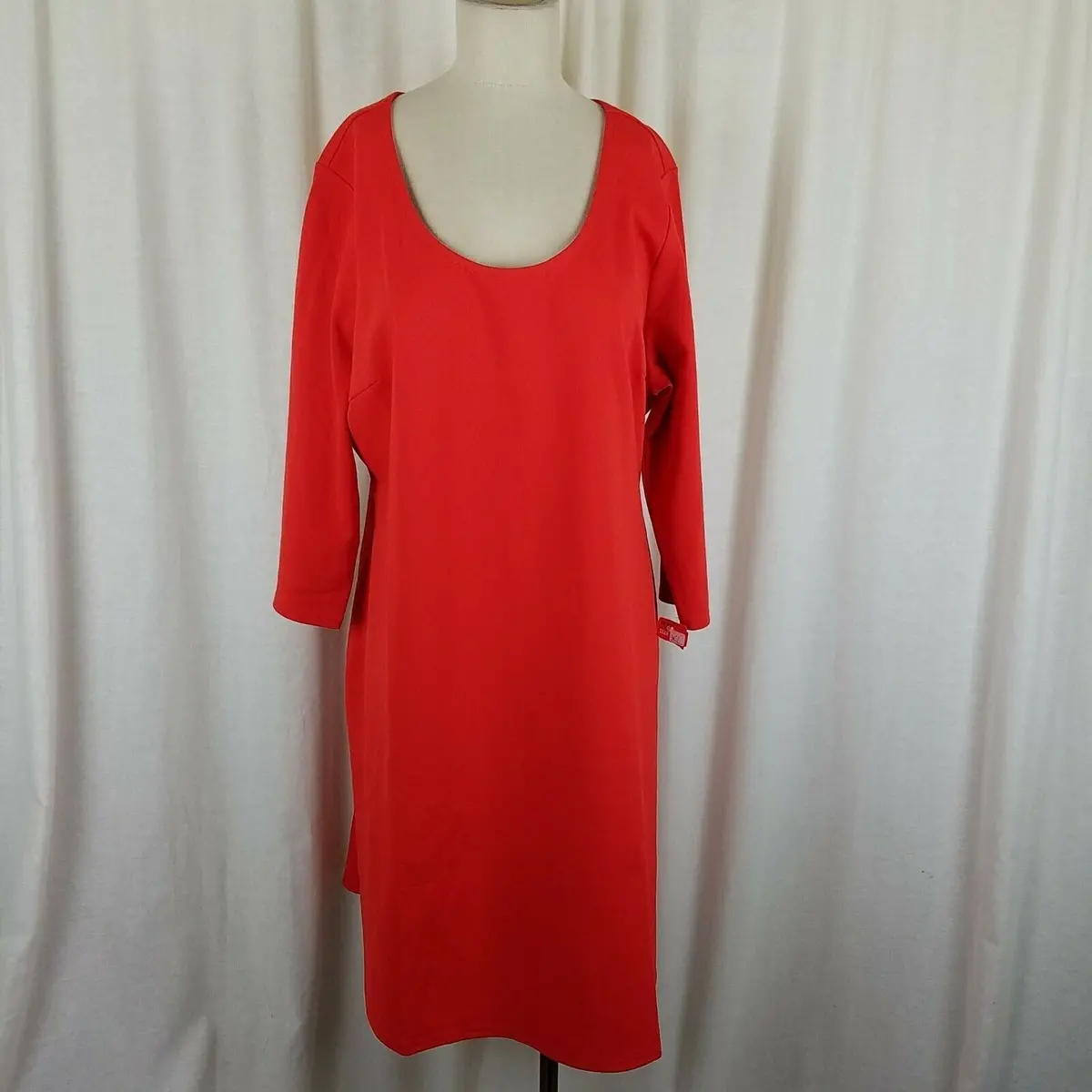 Liz Claiborne New York Stretch Scoop Neck 3/4 Sleeve Aline Sack Dress Womens Xl 1