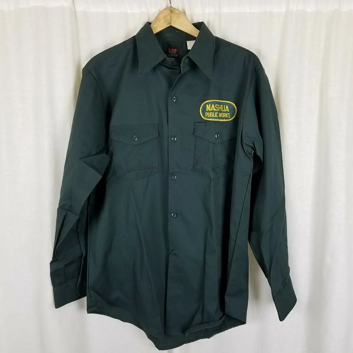 Lee Chetopa Twill Nashua Public Works Button Up Long Sleeve Work Shirt Mens 16 M 1