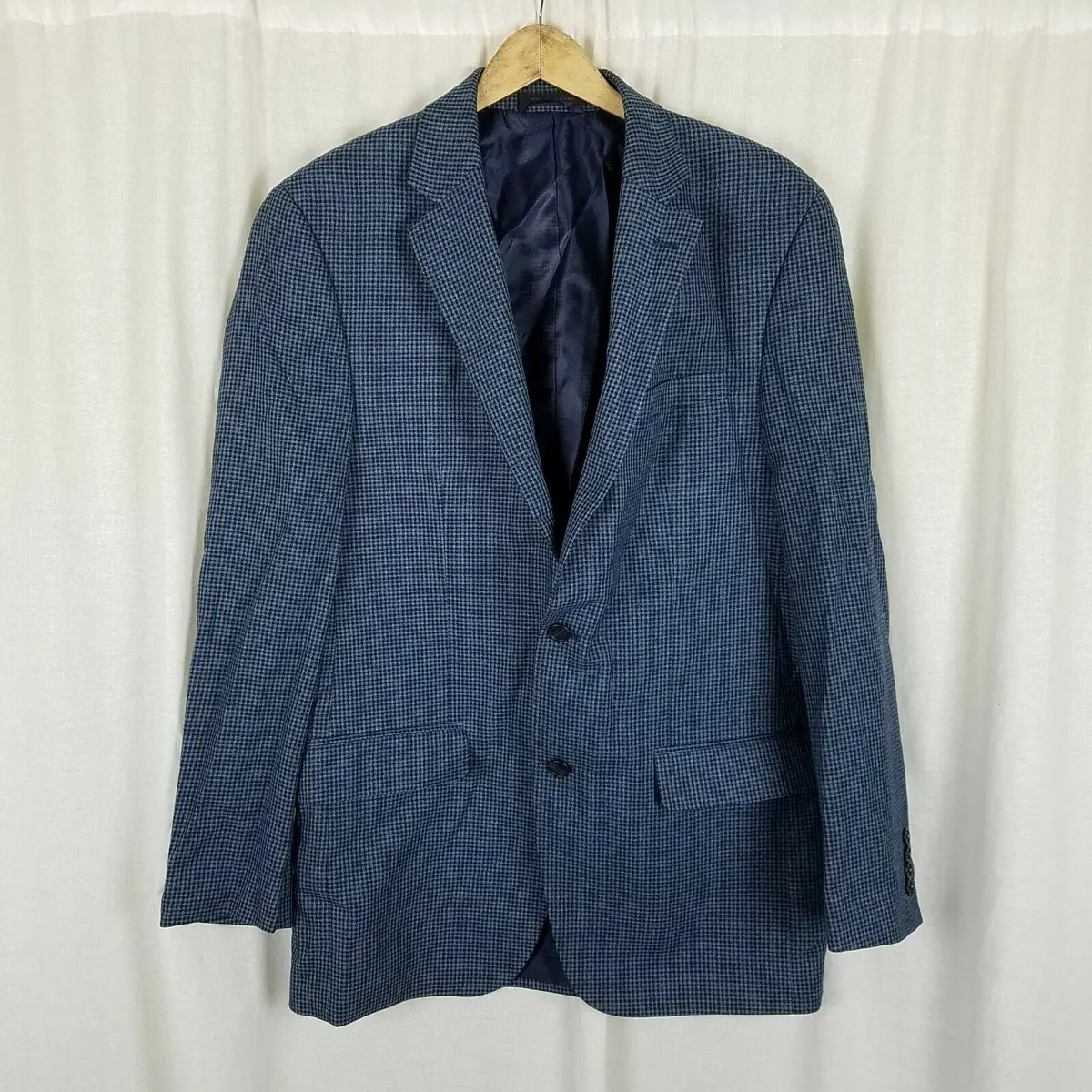 Vintage Andrew Fezza Macys Vegan Worsted Wool Sport Coat Jacket Blazer Mens 40L 1