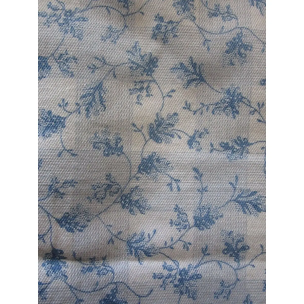 Vintage 70S Cotton Country Blue Plaid Flowers Quilting Fabric Material Crafts 1