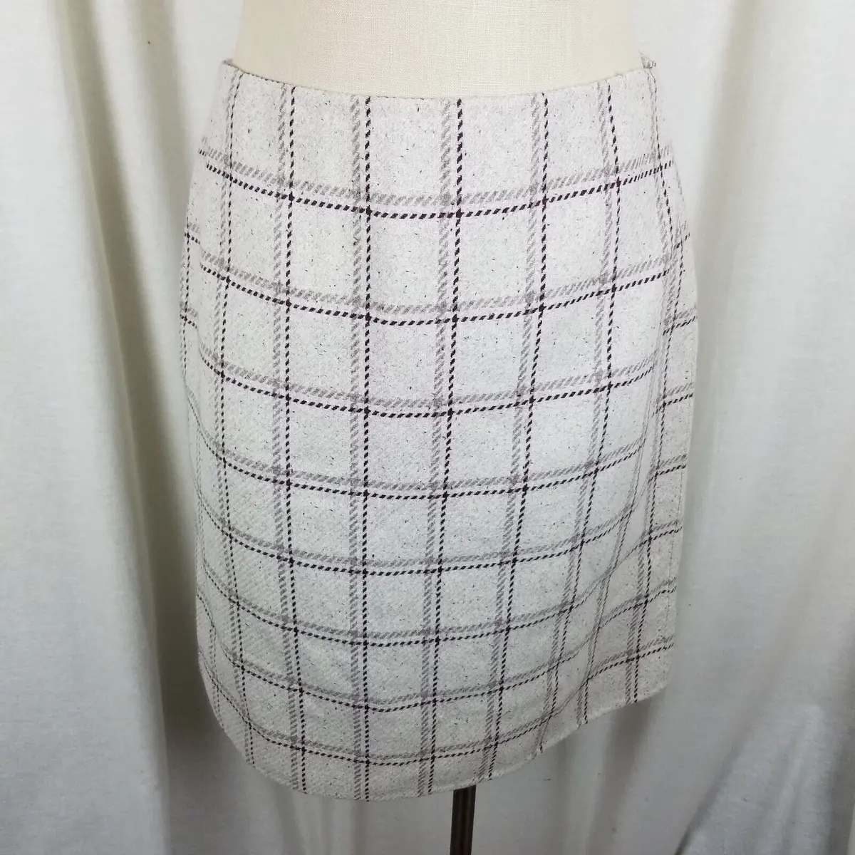 Linda Allard Ellen Tracy Plaid Tweed Angora Wool Skirt Womens Sz 10 Short Pencil 1