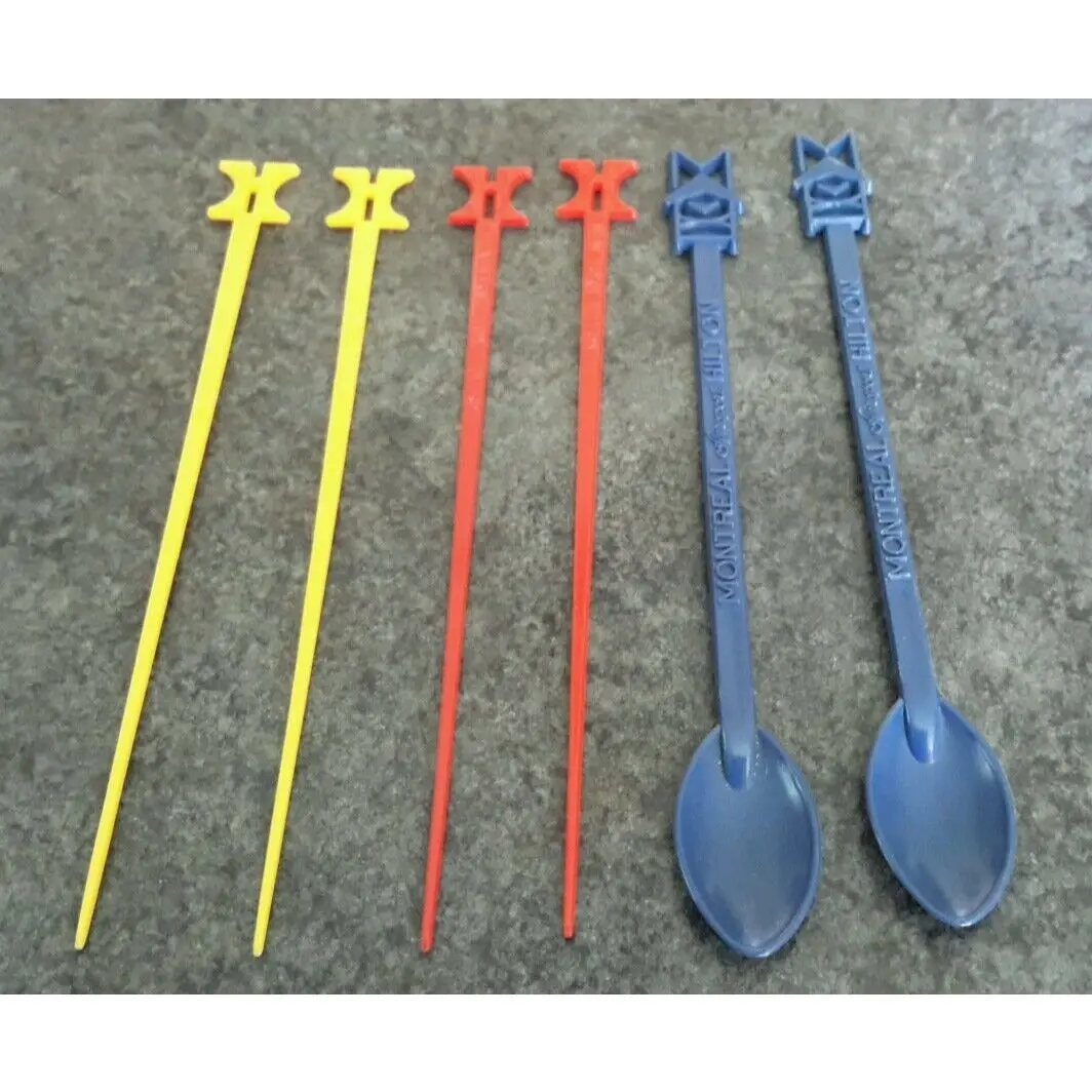 6 Vintage Swizzle Stir Sticks Hilton Hotels Restaurant Alcohol Drink Bar 1
