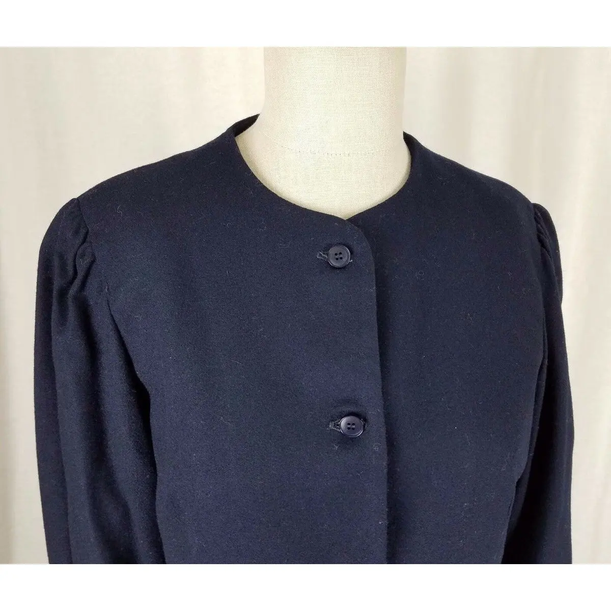 Vintage Chevaux For Jerry Kaye Wool Cropped Riding Blazer Jacket Womens 12 Navy 2