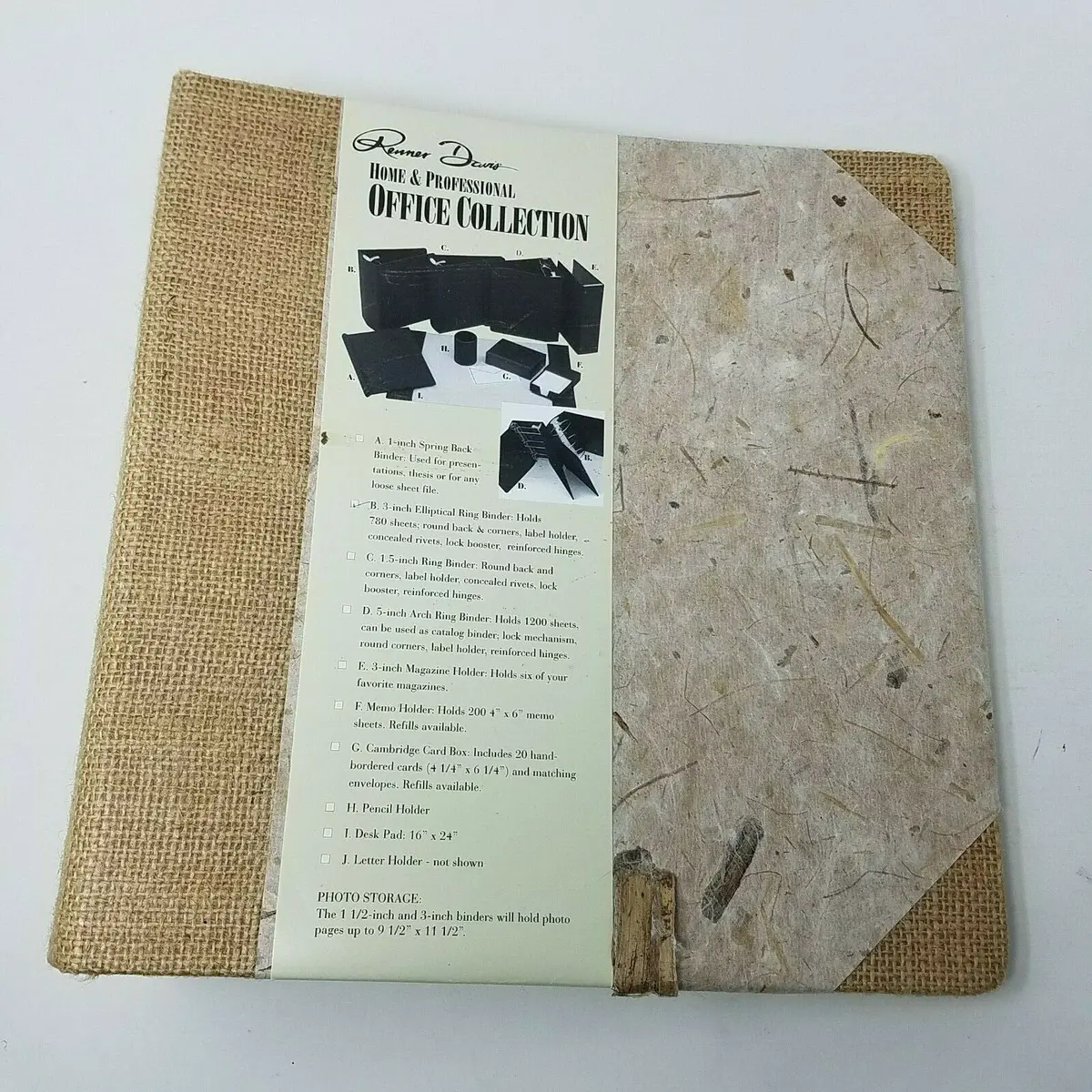 Renner Davis 3" Elliptical 3 Ring Binder Banana Rattan Woven Paper Photo Album 1
