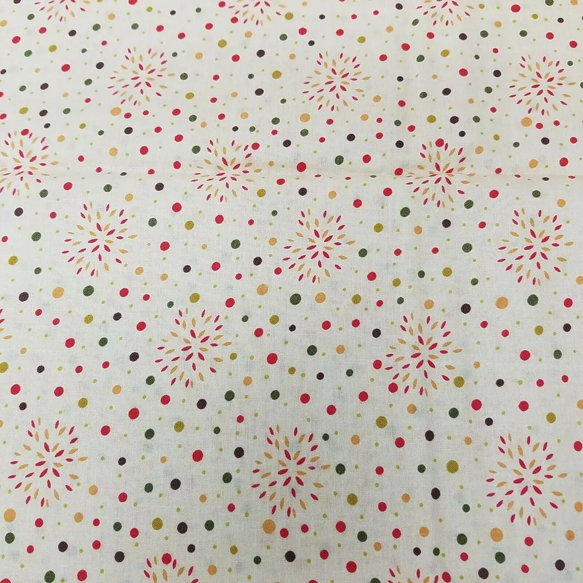 Fireworks Polka Dotted Fabric 1 Yard Classic Cottons Yellow Red Green Material 1