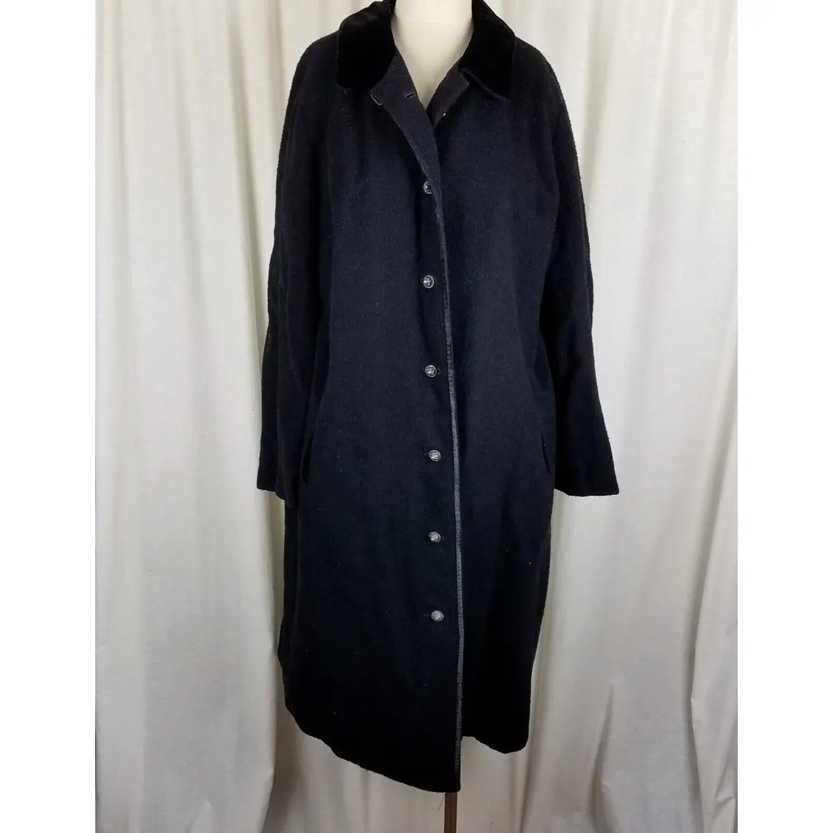 Ein Althof Modell Winter Wool Long Maxi Peacoat Womens L Velvet Collar Trim 1
