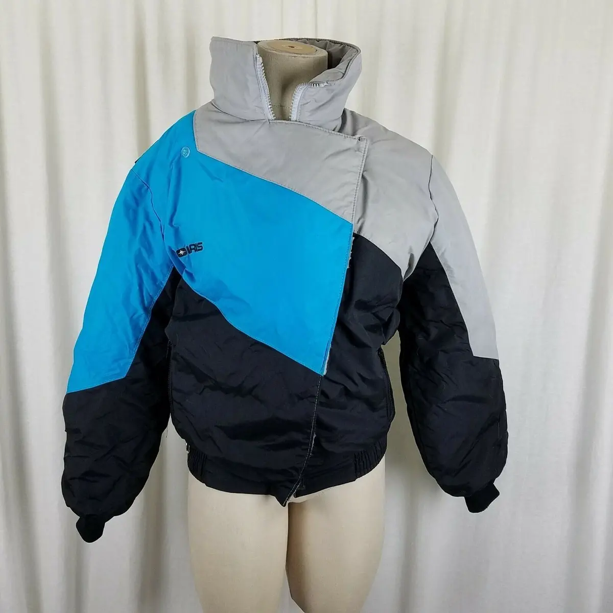 Polaris Snowmobile Ski Winter Parka Jacket Motorcycle Womens Lt Black Blue Gray 1