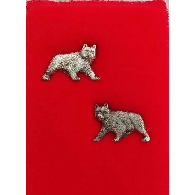 Maine Black Bear Stud Earrings Pewter Made In The Usa Silver Metal Wild Animals 1