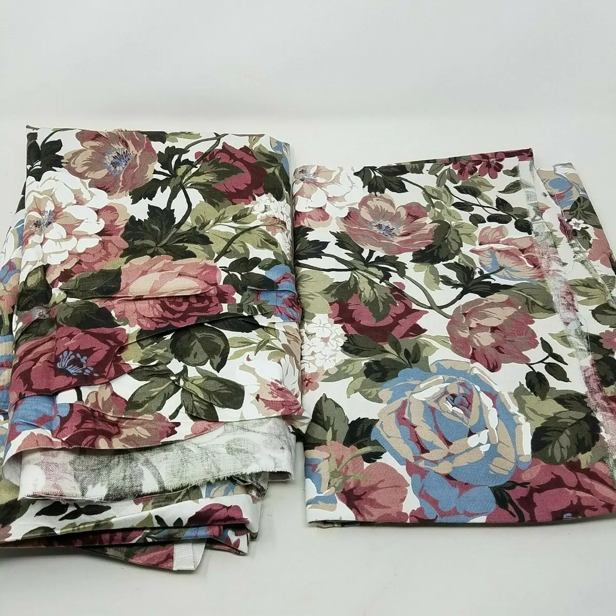 Atelier Originals 1988 Screenprint Floral Upholstery Fabric 2 Pieces Lot Vintage 1
