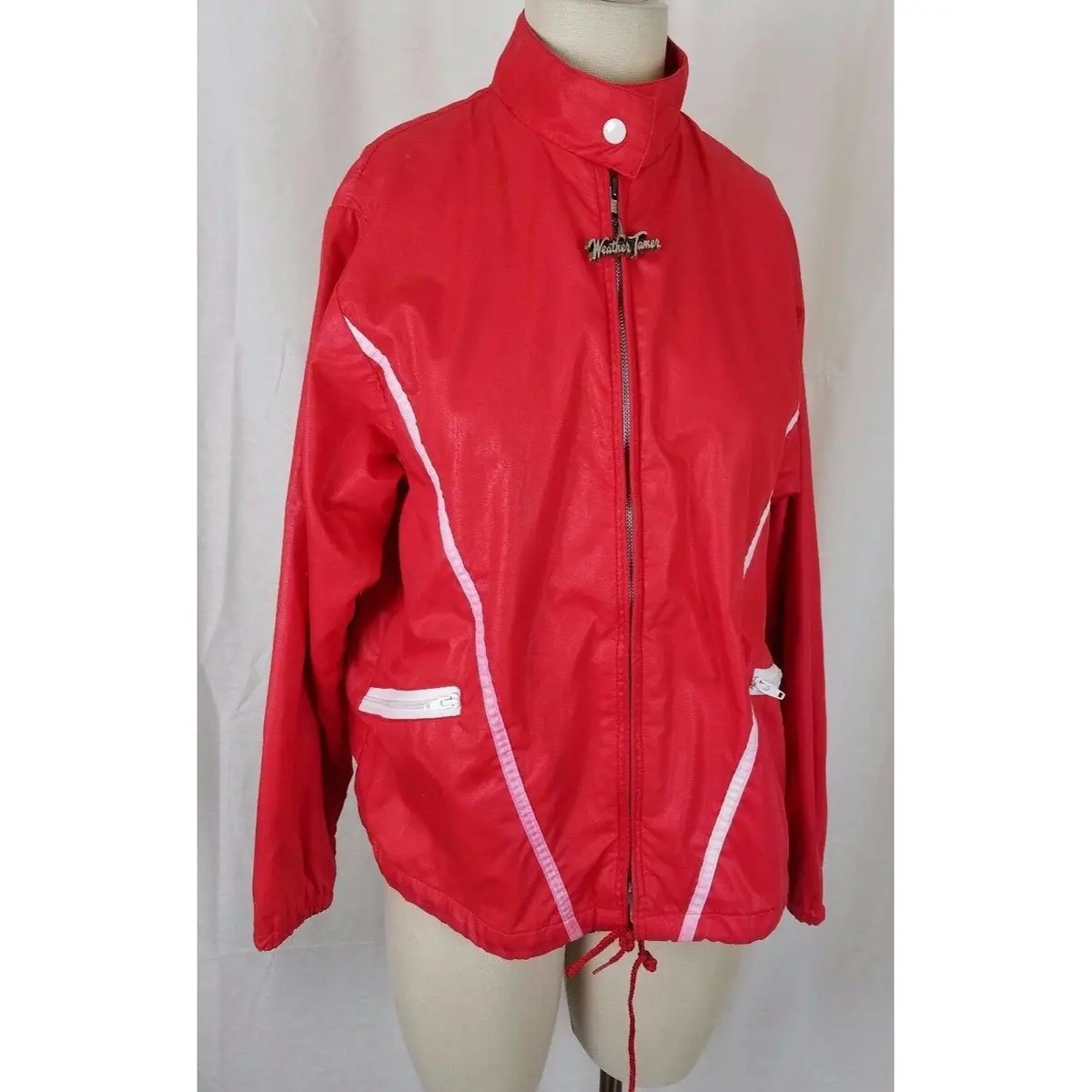 Vintage Weather Tamer Striped Flannel Lined Red Windbreaker Jacket Womens 10 Usa 1