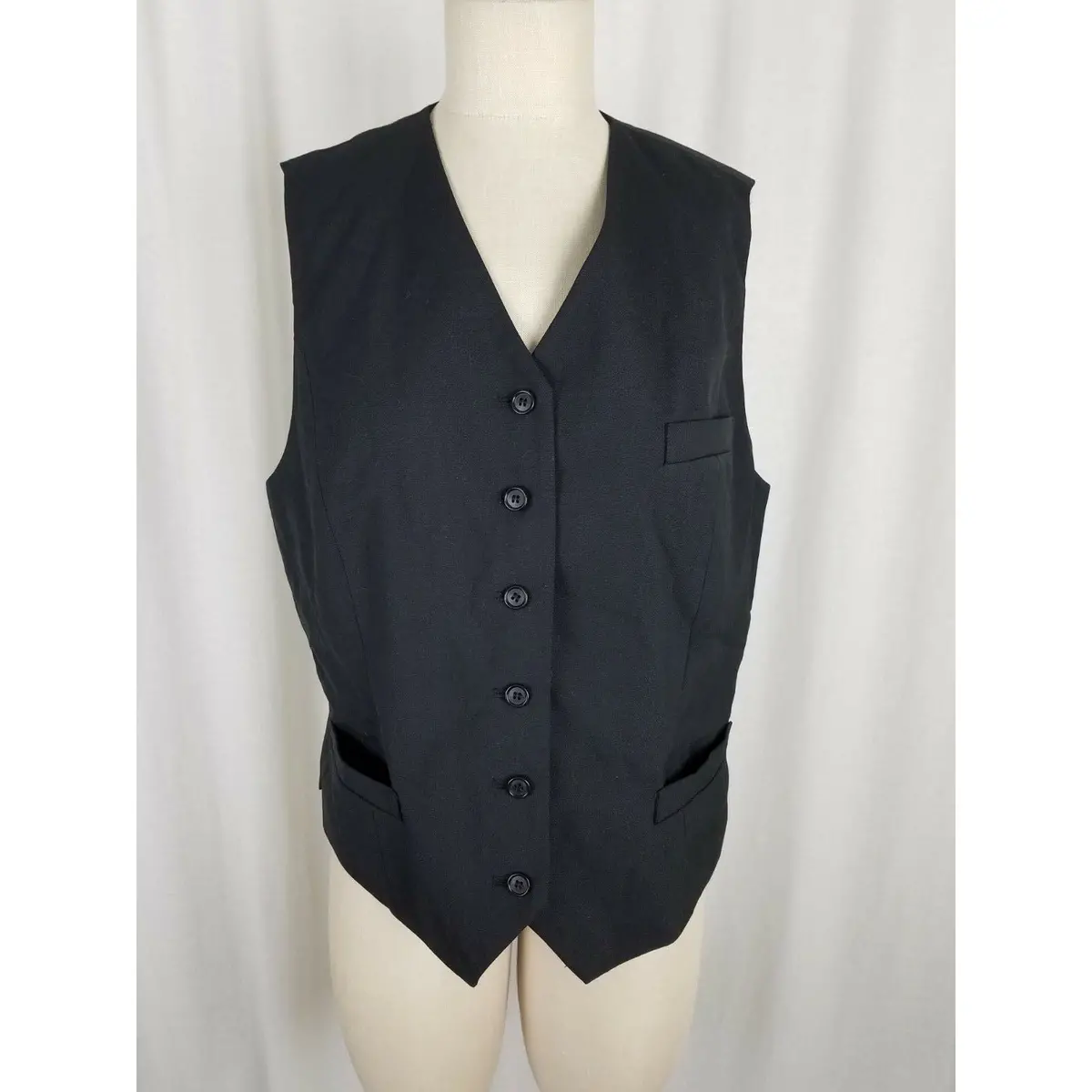 Tophat New York Button Up Pointed Wool Dress Dressy Waistcoat Vest Womens M Usa 1