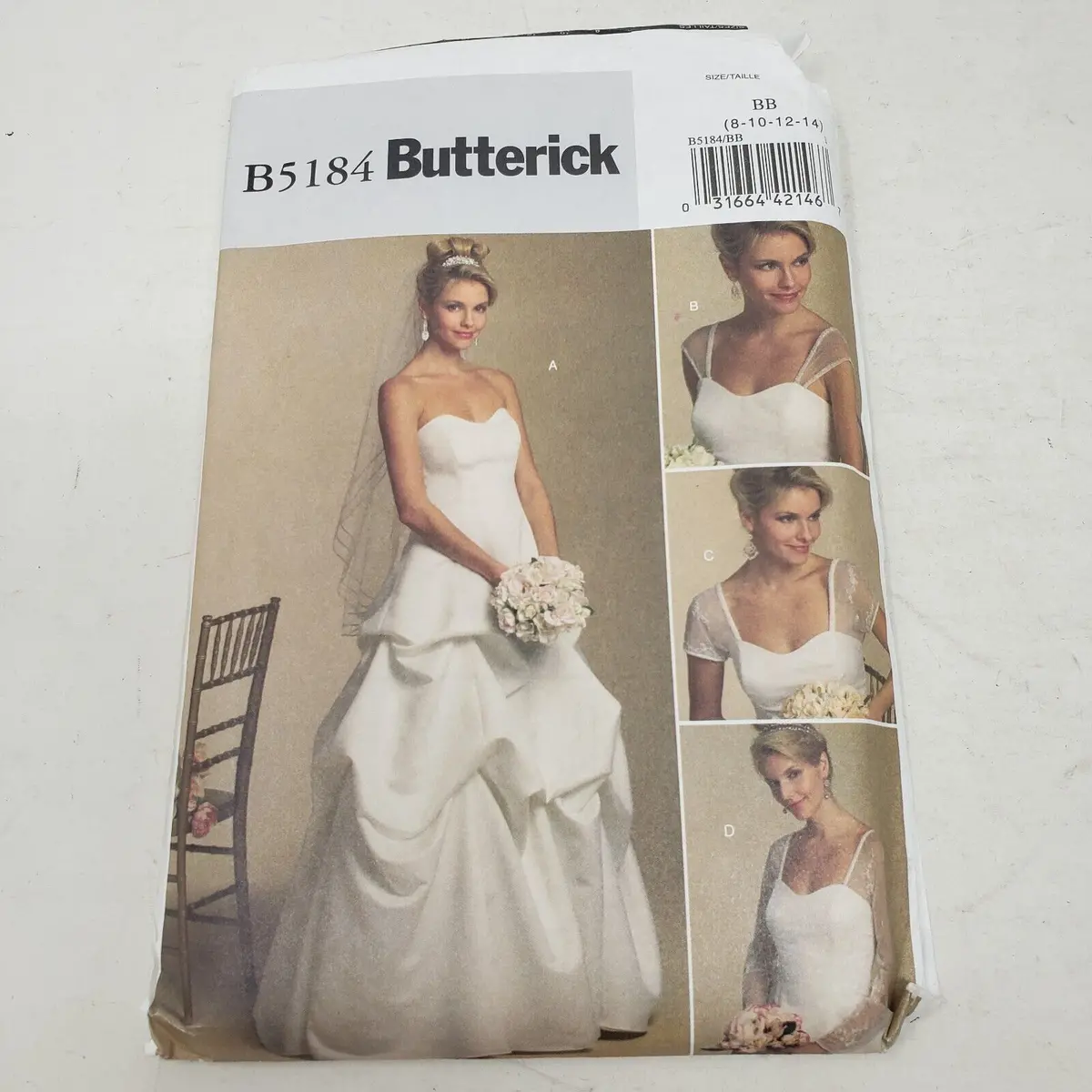 Vintage Butterick B5184 Sewing Pattern Tiered Wedding Dress 8-10-12-14 Bride 1