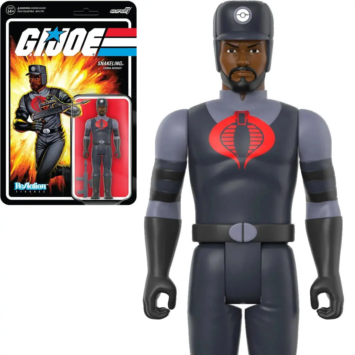 Super7 Reaction Figures - G.I. Joe - Snakeling Cobra Recruit (Beard - Brown) Action Figure (82005) Low Stock 1
