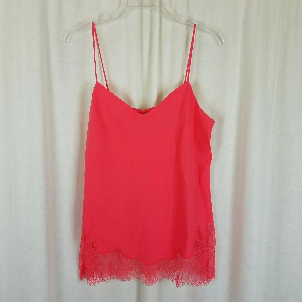 Victoria's Secret Lace Trim Accents Tank Top Cami Camisole Womens M Coral Salmon 1