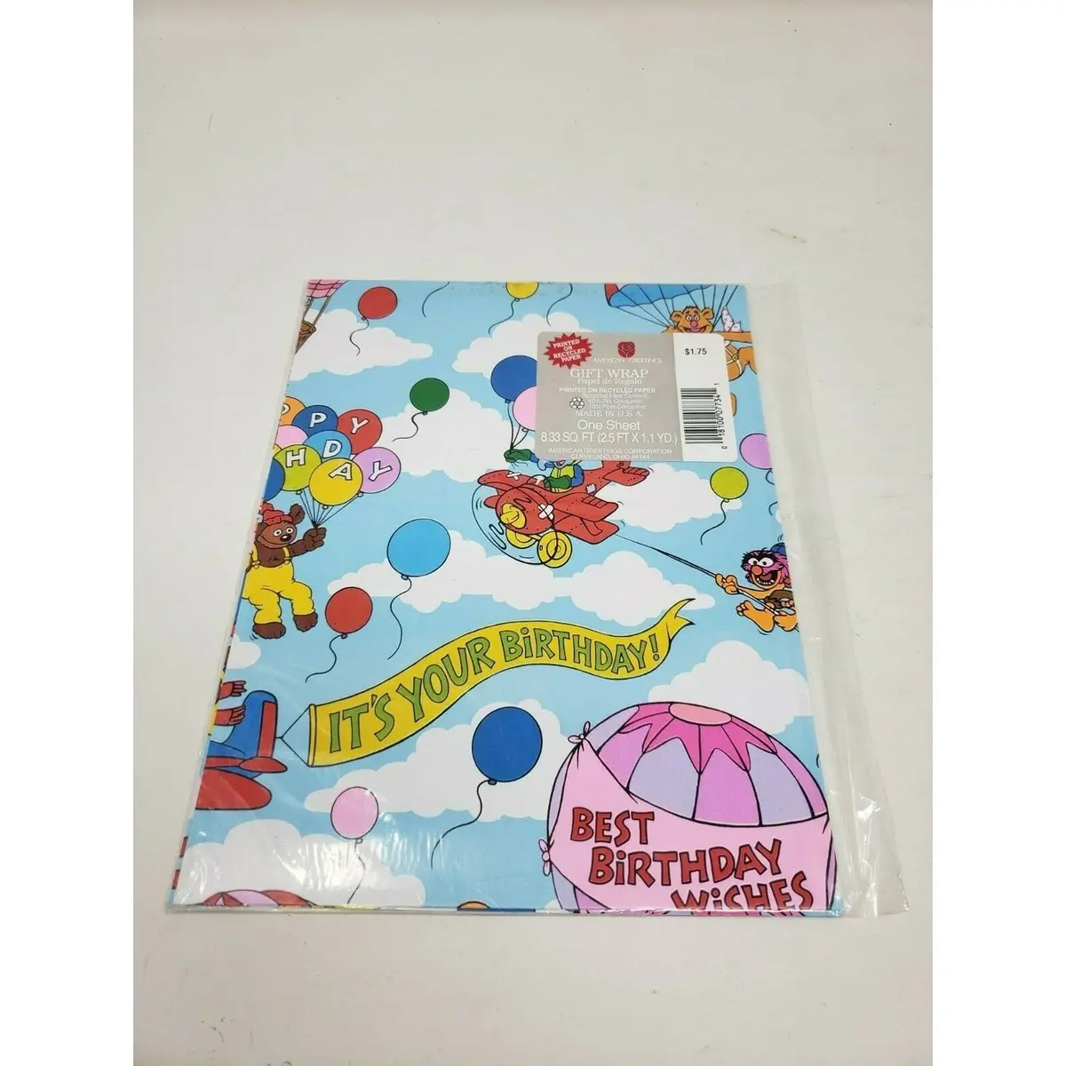 American Greetings Muppets Gift Wrap Wrapping Paper Sheets Vintage Usa 1