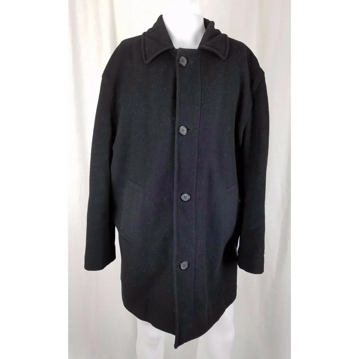 Weatherproof Black Wool Peacoat Coat Mens M Quilted Insulated Liner S&K Brands 1
