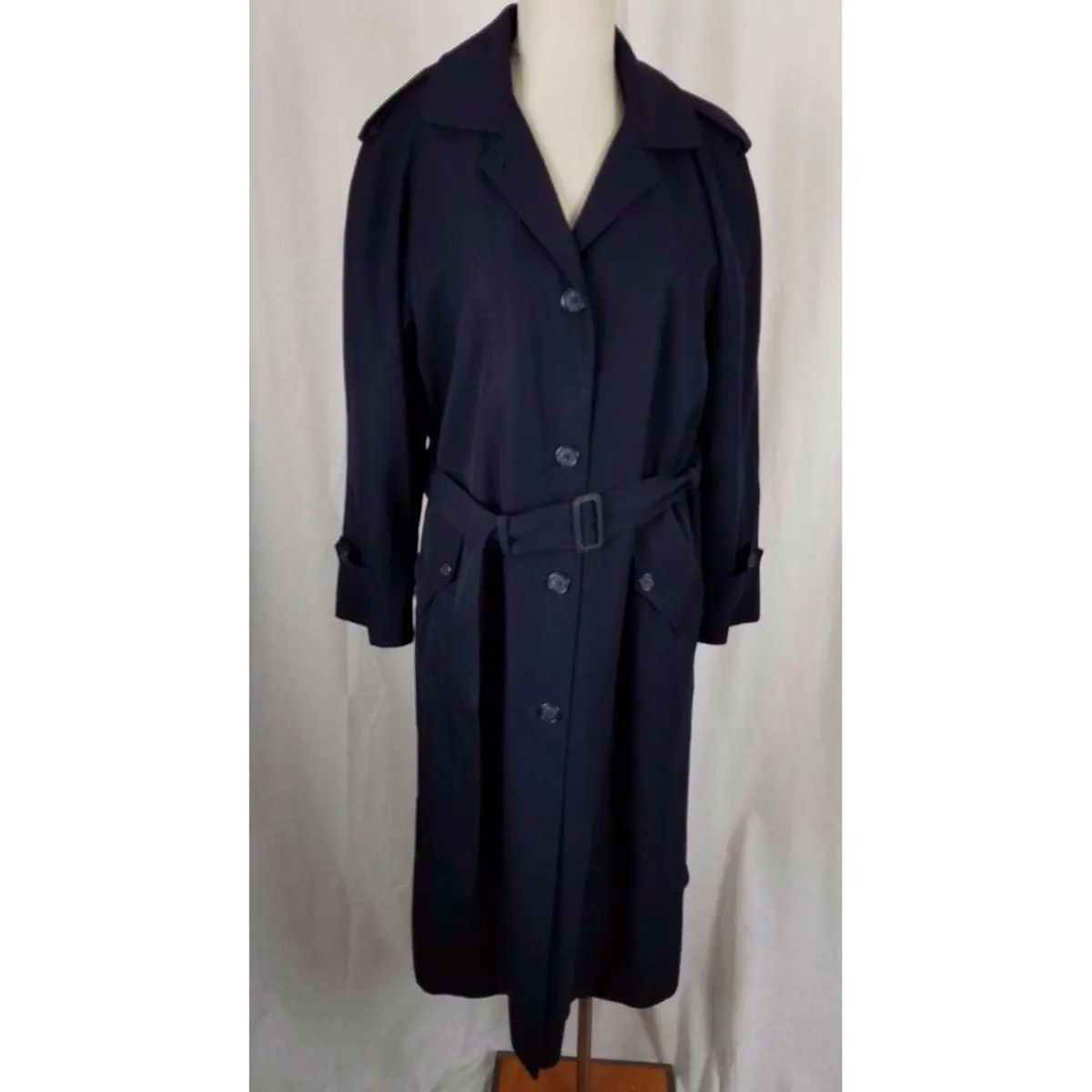Delta Airline Vintage Flight Attendant Trench Coat Removable Lining Womens S M 1