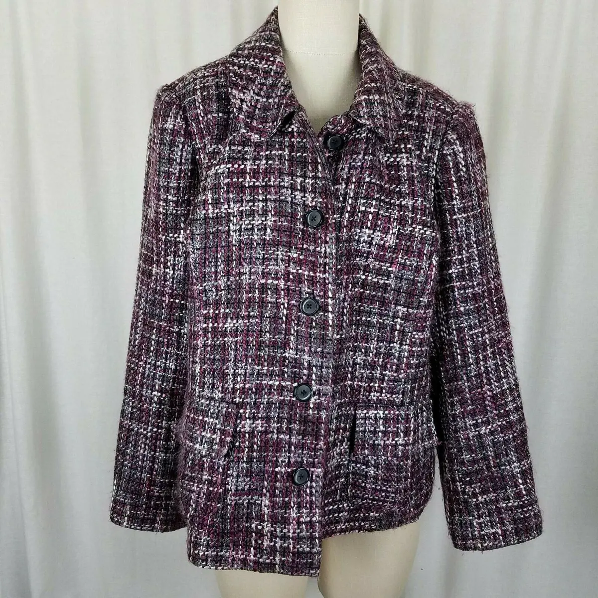 The Tog Shop Petites Woven Mottled Tweed Crosshatch Jacket Blazer Womens 18P 1