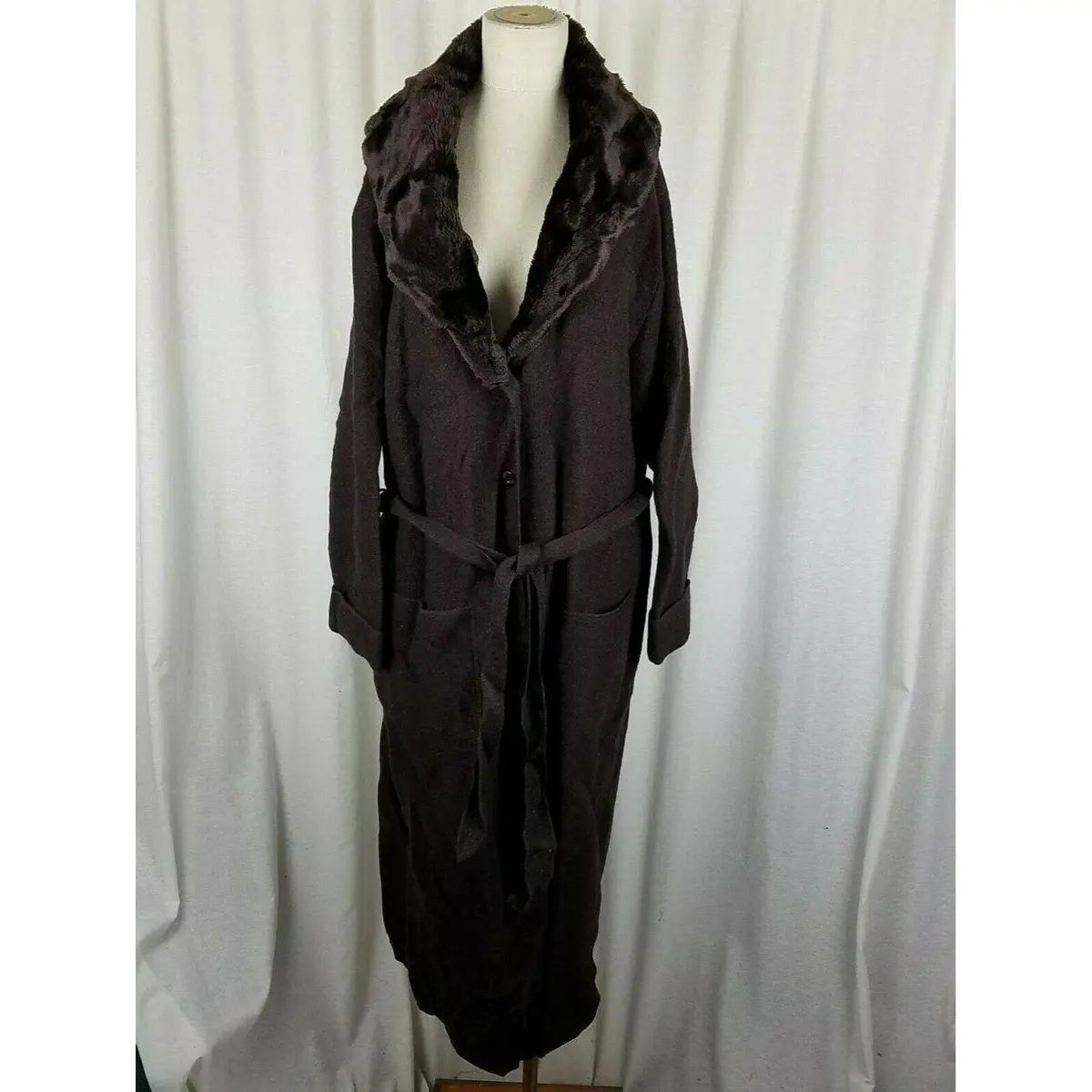 Jessica Holbrook Maxi Wool Fur Collar Cardigan Sweater Coatigan Womens 1X Plus 2