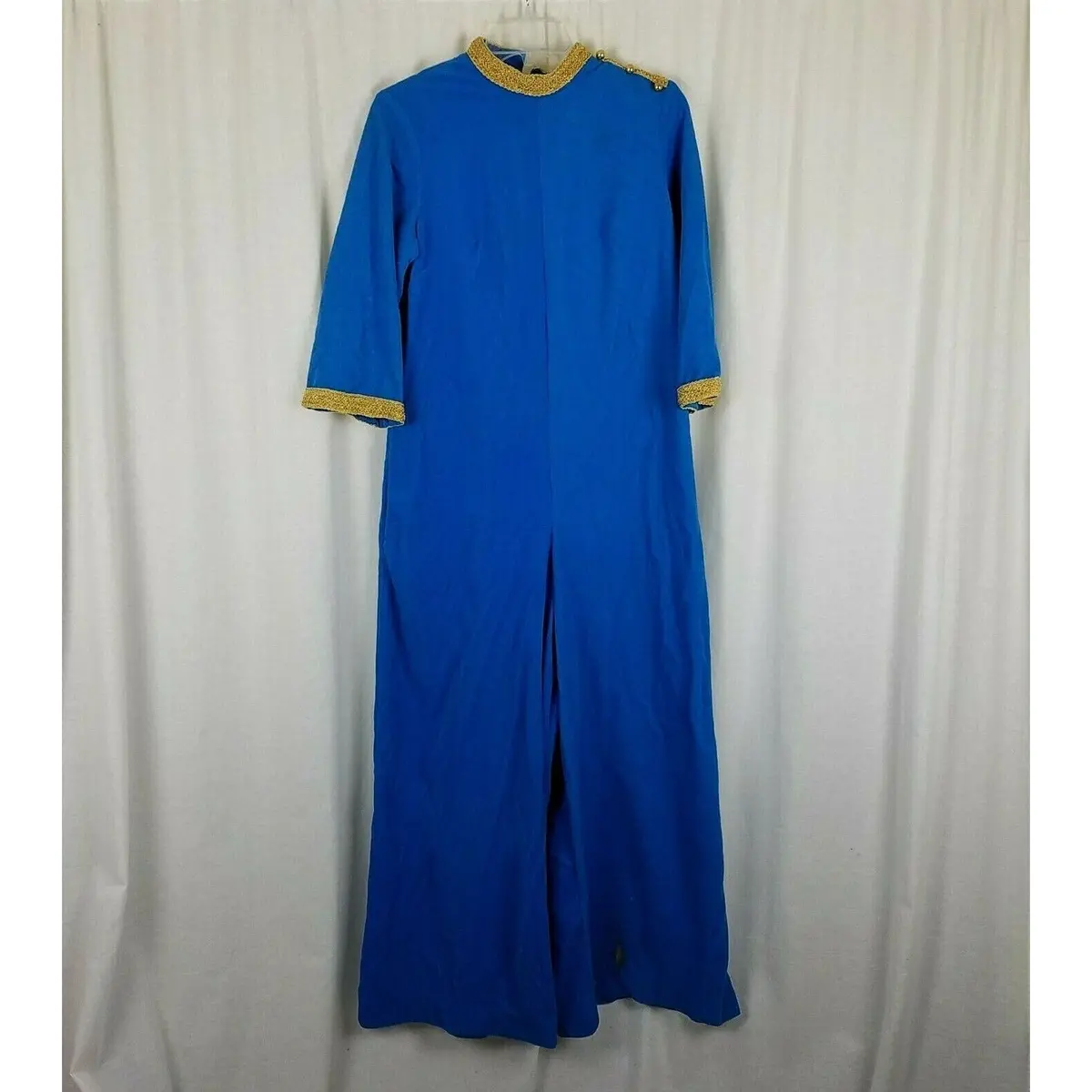 Lisanne Loungewear Blue Velour Pantsuit Jumpsuit Culottes Womens 16 60S 70S Mcm 1