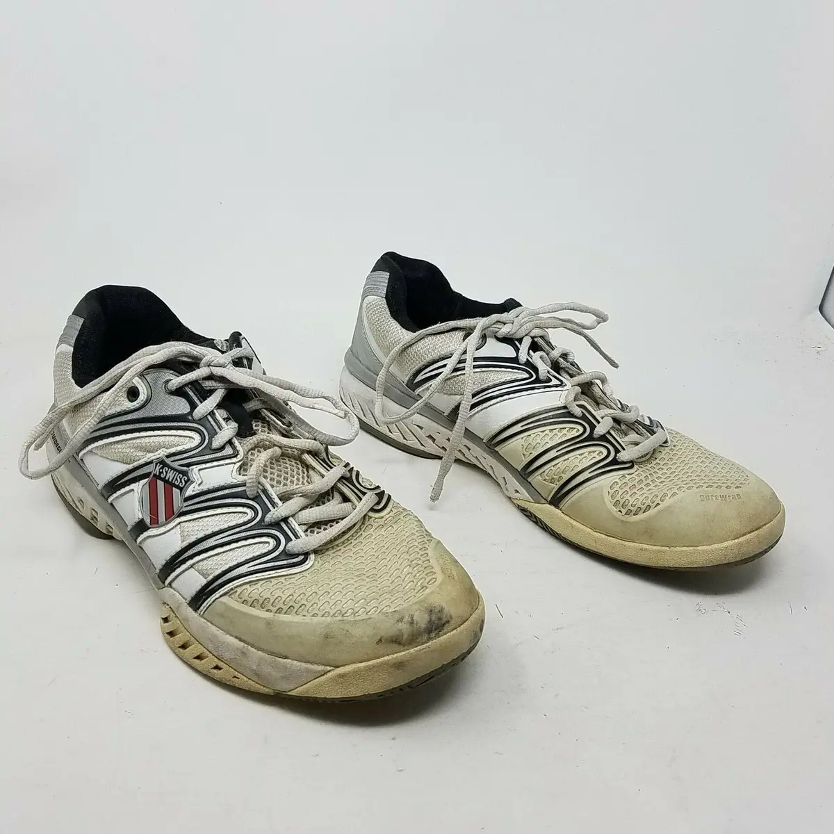 Kswiss Big Shot Athletic Shoes Sneakers White Mens 10 02538115 Low Distressed 1