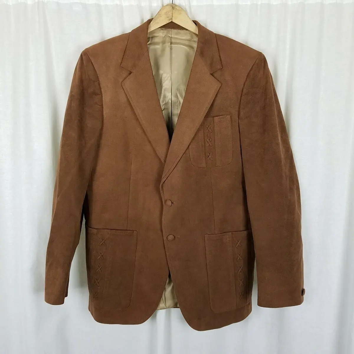 Vintage Lebaron California Clothes Blazer Skinner Ultra Suede Jacket Mens 42R 1