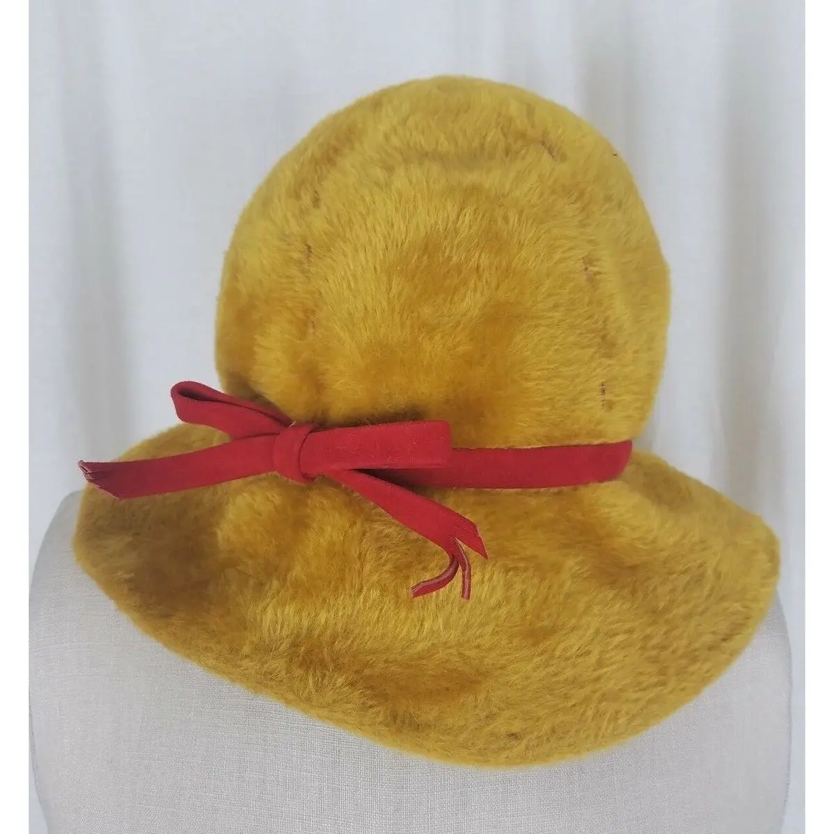 Vintage Emme Boutique Bucket Pixie Twiggy Camel Faux Fur Hat Mod Italy Womens 1