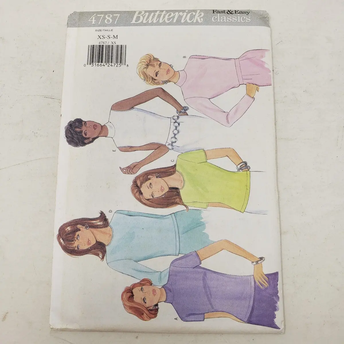 Vintage Butterick 4787 Pattern Stretch Knit Classics Tops 5 Styles Sizes Xs S M 1