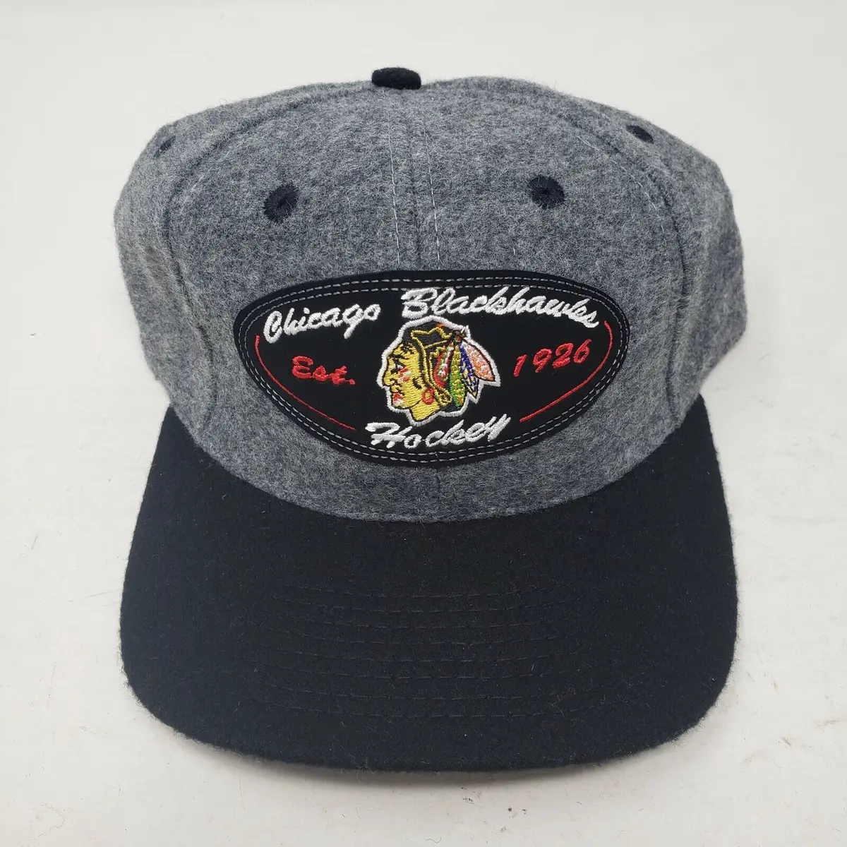 Chicago Blackhawks Sports Specialties Nhl Cap Hat Mens Os Gray Wool Embroidered 1