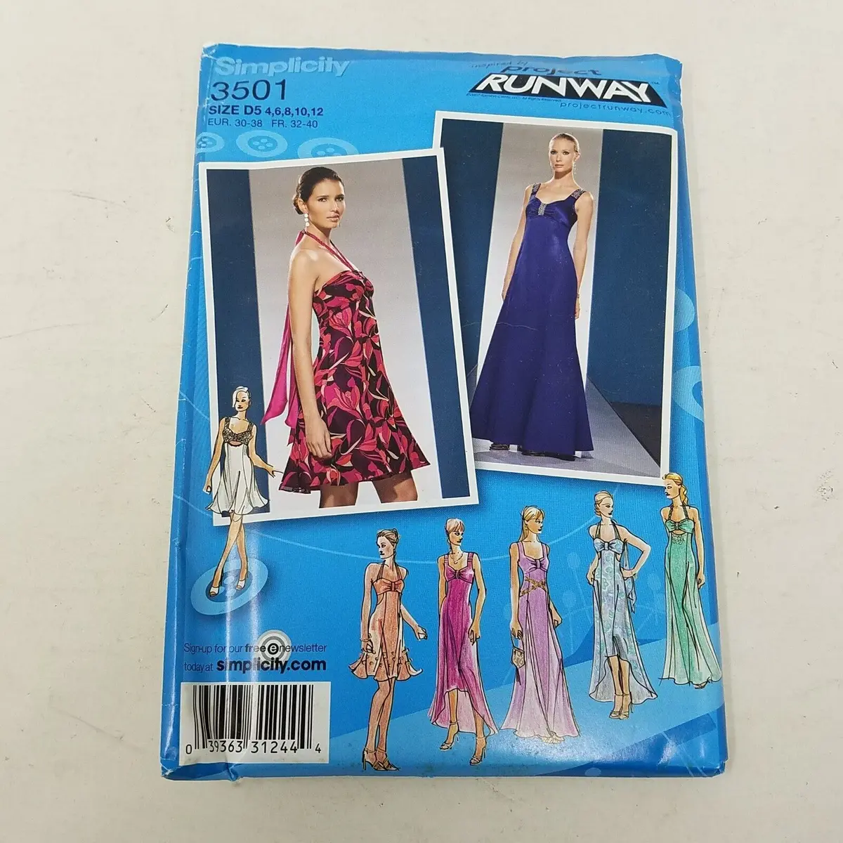 Simplicity Project Runway Sewing Pattern 3501 Tie Dress Uncut Womens 4 6 8 10 12 1