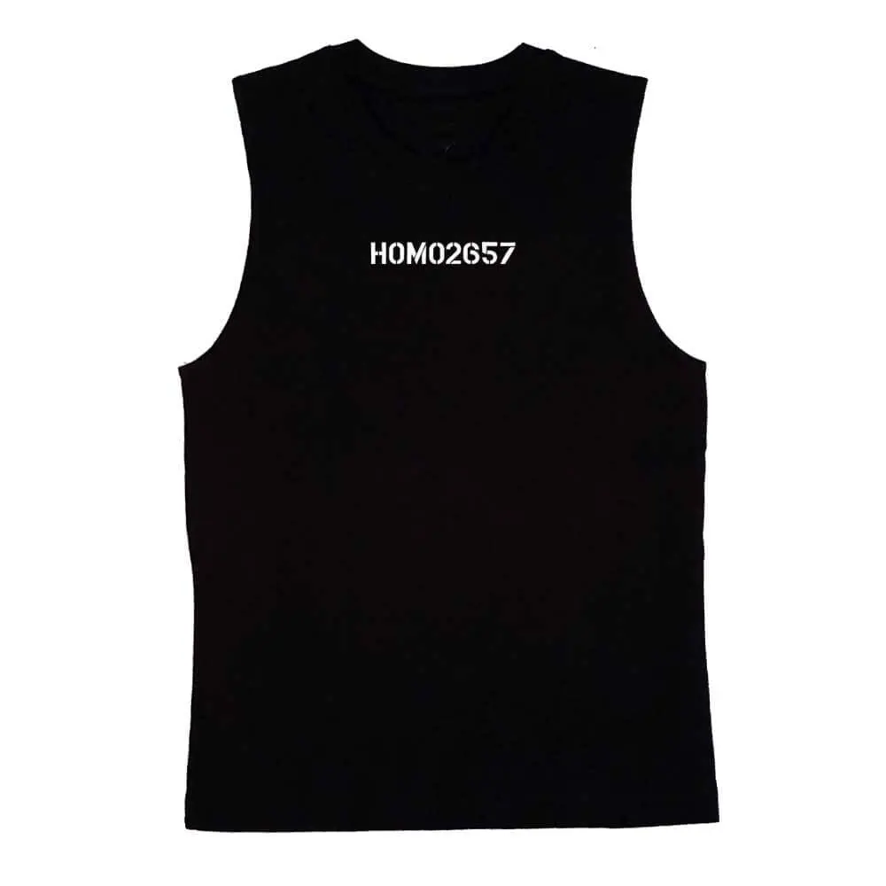 Homo2657 White Print Sleeveless T-Shirt 1