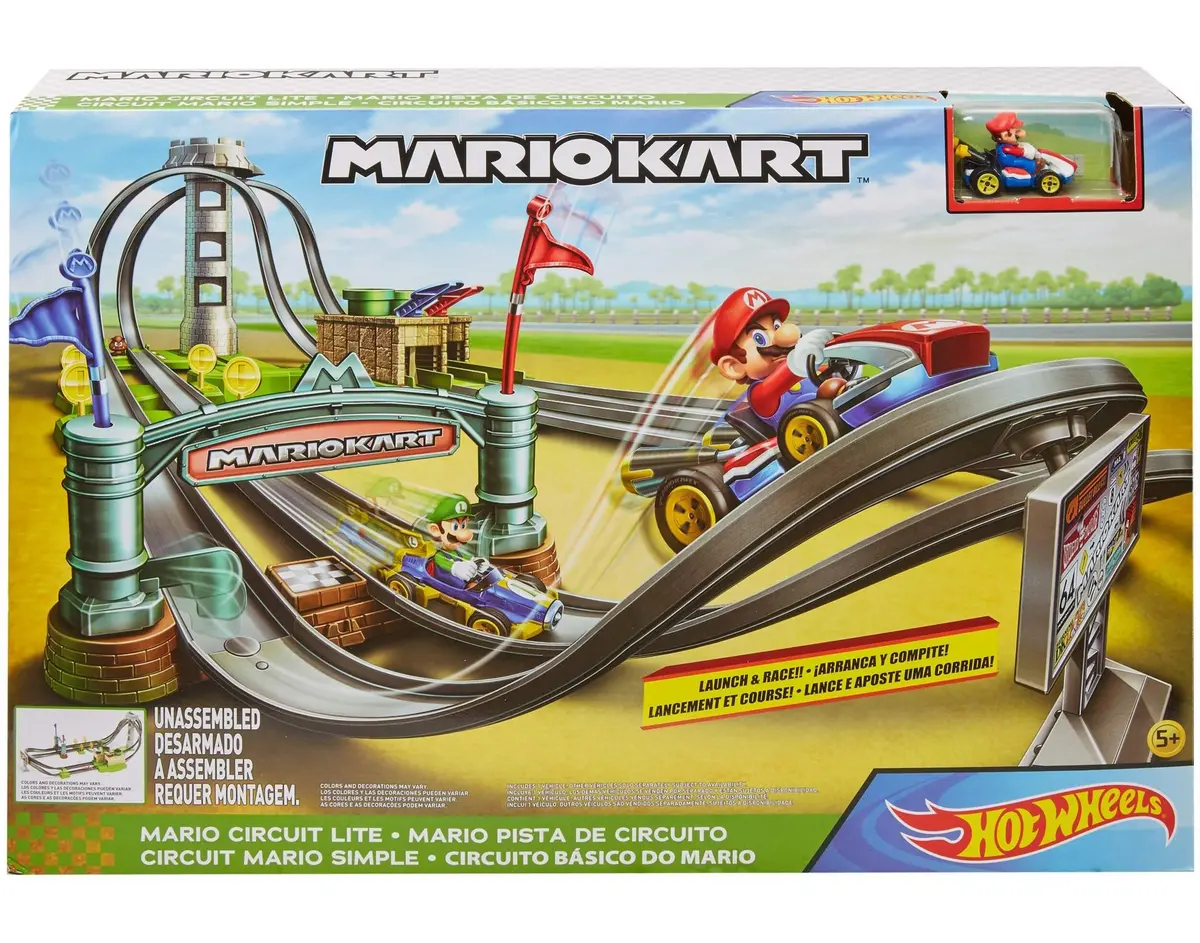 Hot Wheels Mario Kart Circuit Lite - Launch & Race Stunt Car Track Playset (Ghk15) Last One! 1