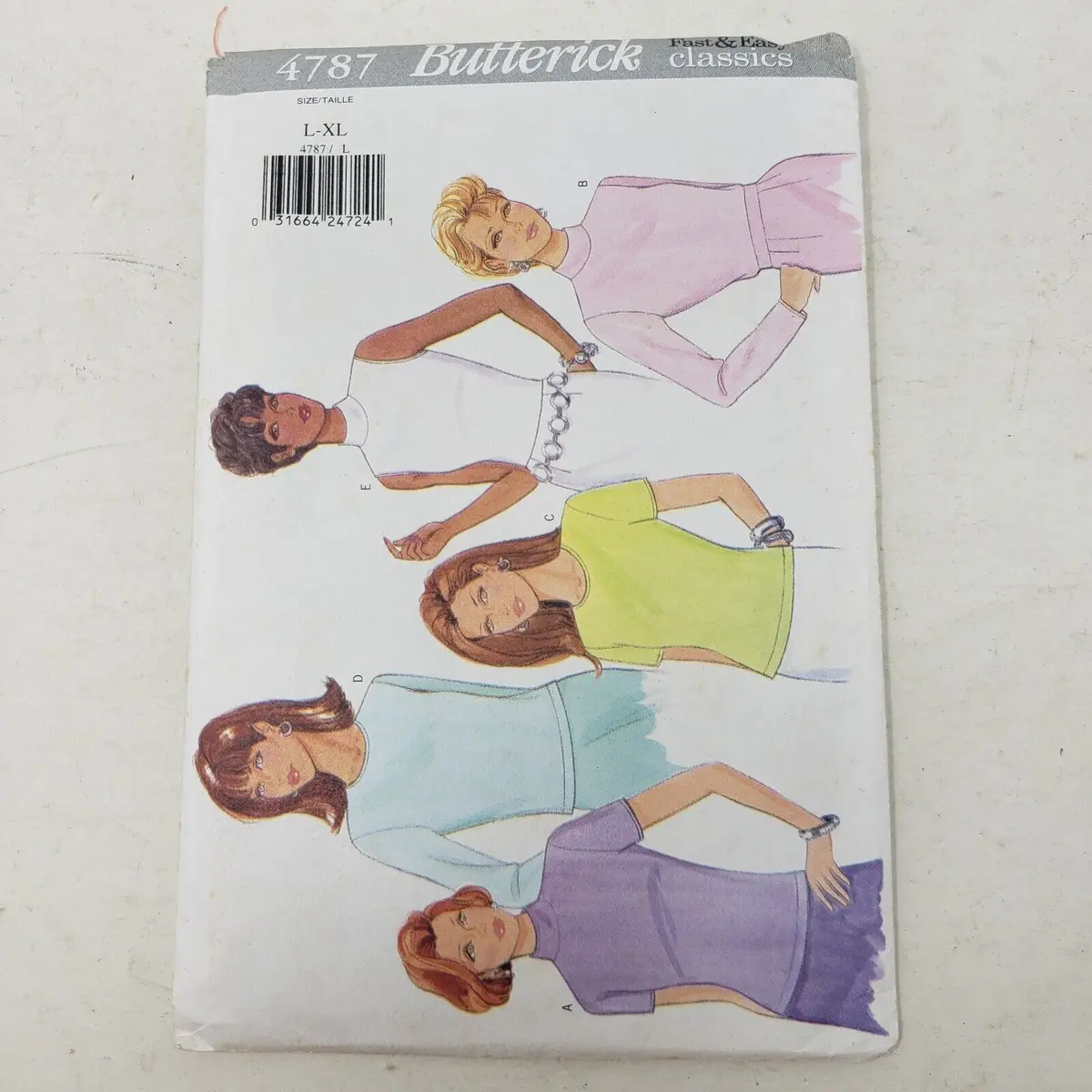 Vintage Butterick 4787 Pattern Stretch Knit Classics Tops 5 Styles Sizes L Xl 1