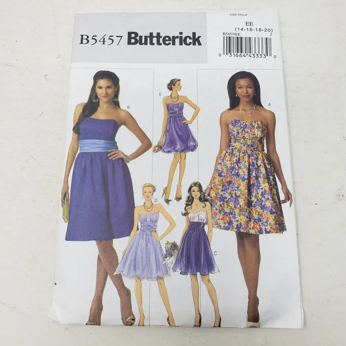 Butterick Sewing Pattern B5457 Womens 14-16-18-20 Formal Fit & Flare Twirl Dress 1