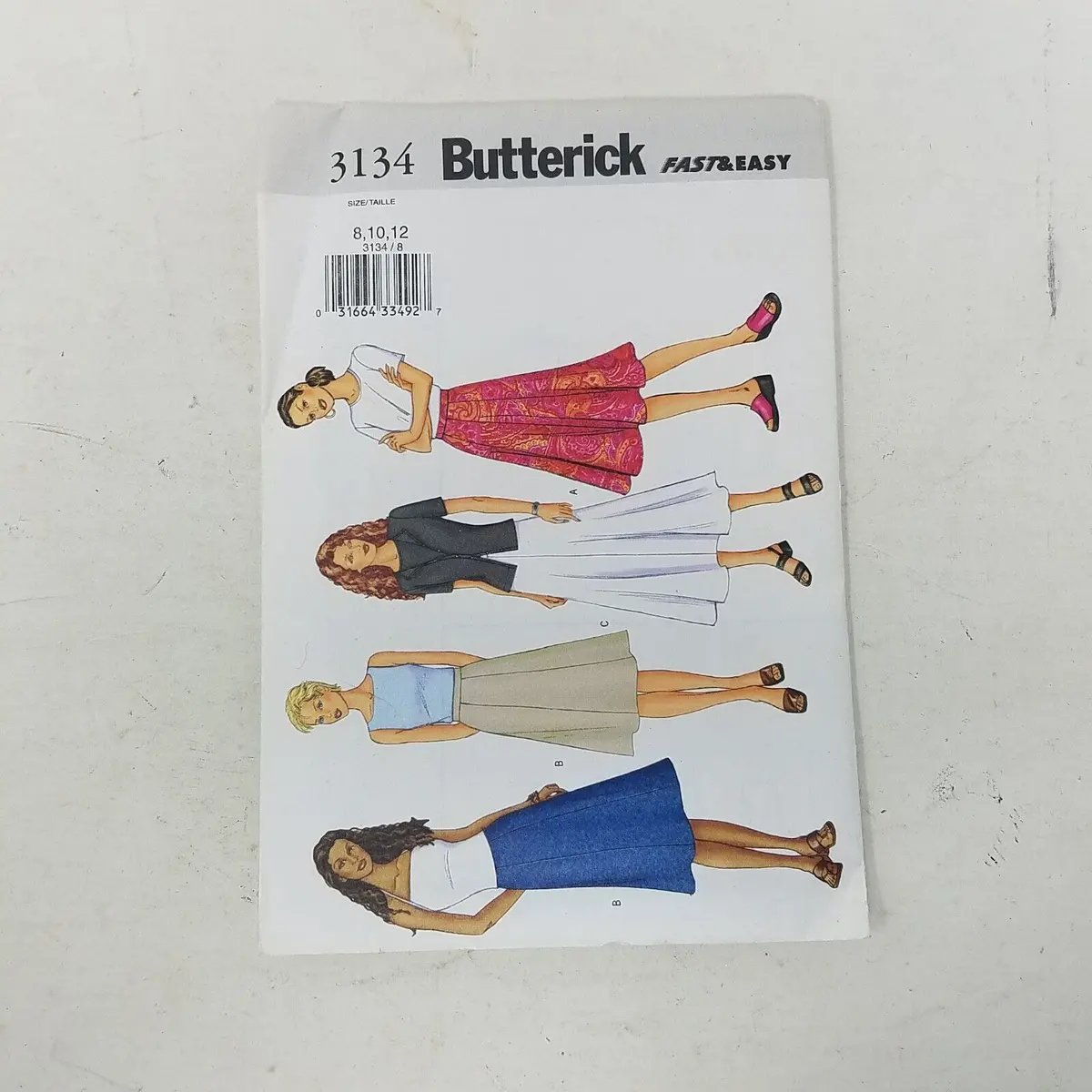 Butterick Fast & Easy Sewing Pattern 3134 Women Sizes 8-10-12 Aline Flare Skirt 1