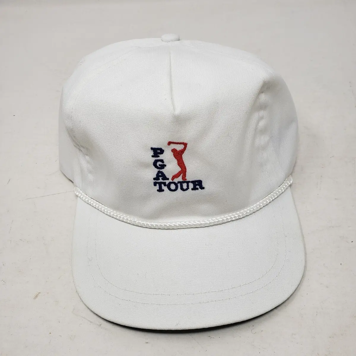 Vintage Pga Tour Rope Strapback Cap Hat Ram Golf Corp Mens Os White Embroidered 1