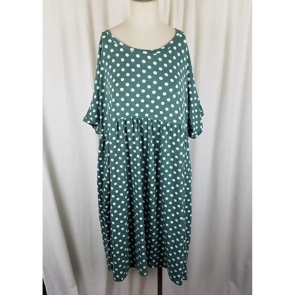 Suzanne Betro Sb Polka Dot Print Empire Waist Twirl Swing Dress Womens 4X Plus 1