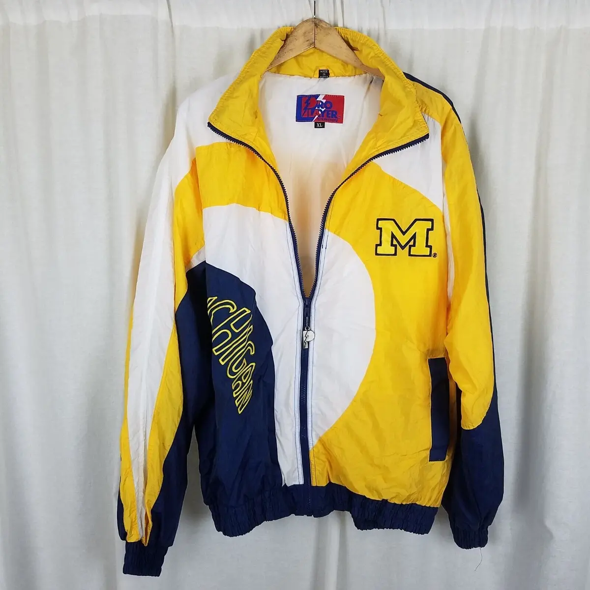 Vintage Pro Player Michigan Windbreaker Jacket Daniel Young Mens Xl Nylon Korea 1