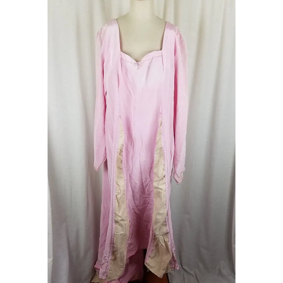 Vintage Renaissance Faire Maiden Maxi Dress Handmade Costume Womens Xl 1X Pink 1