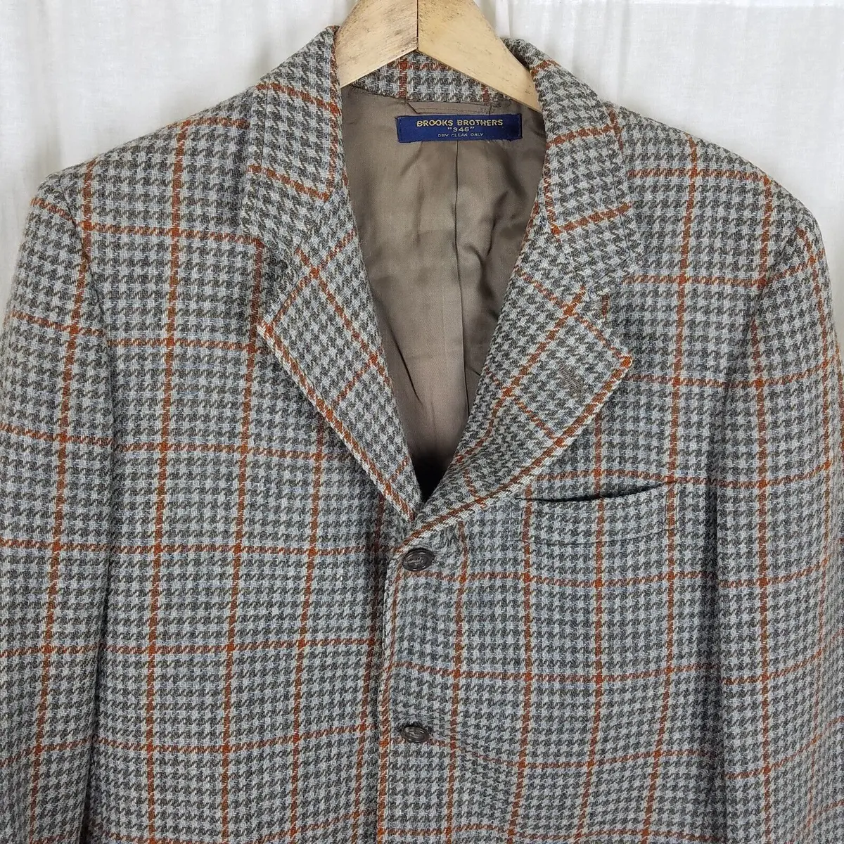 Vintage Brooks Brothers 346 Plaid Wool Sport Coat Blazer Jacket Mens 39R Usa 1