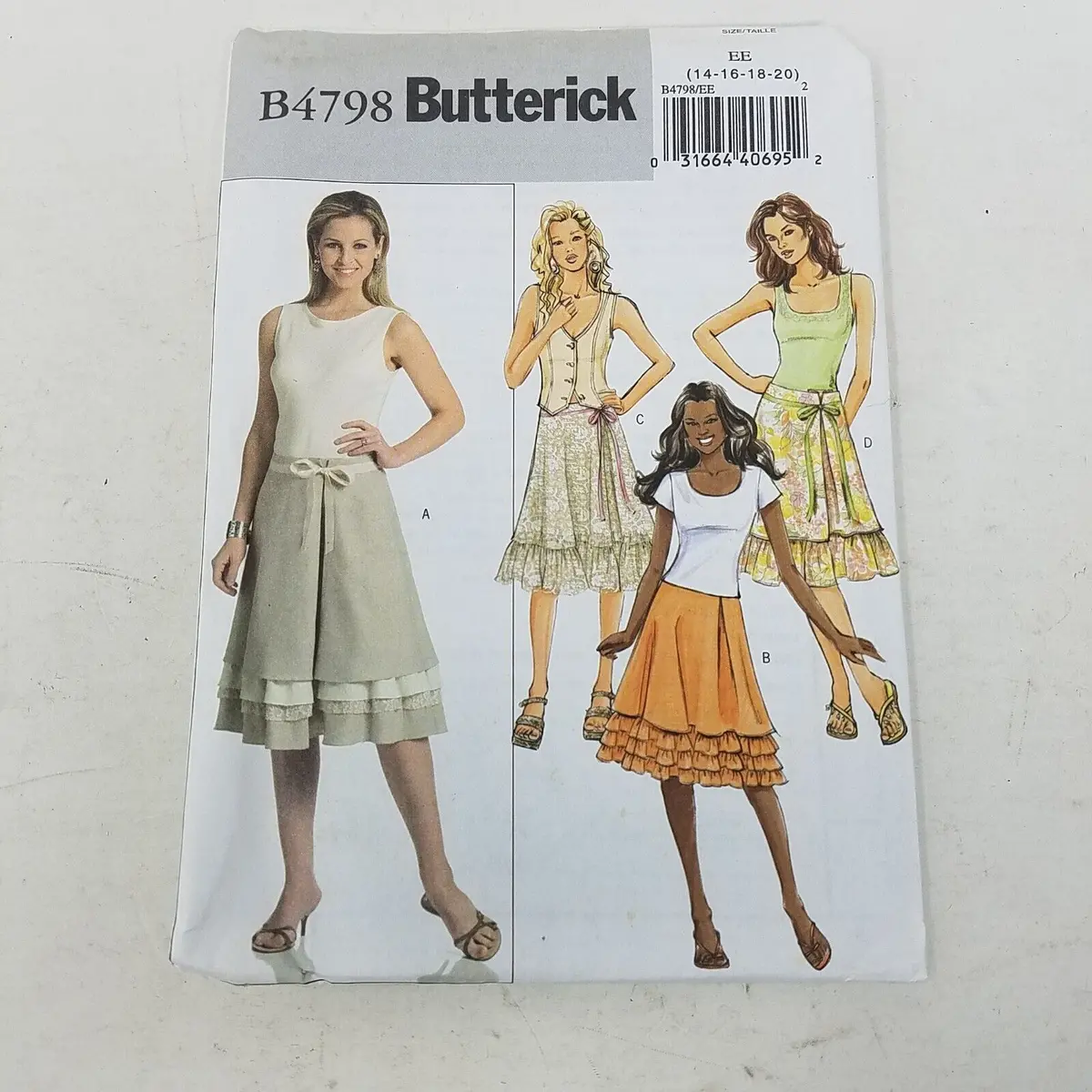 Butterick Sewing Pattern Ruffle Twirl Skirt B4798 Womens 14 16 18 20 New Uncut 1