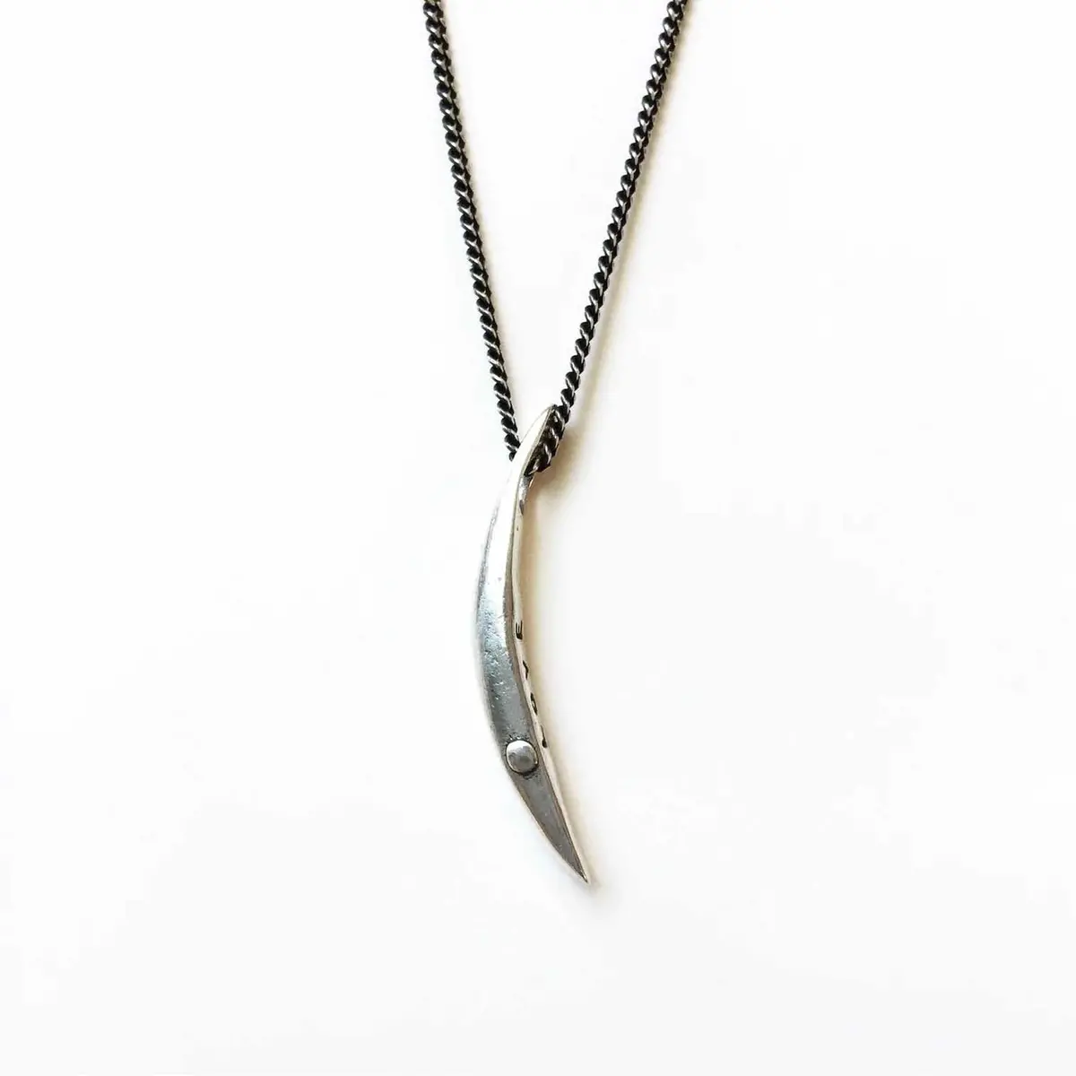 Sliver Of A Crescent Moon "Love" Necklace In Silver 1