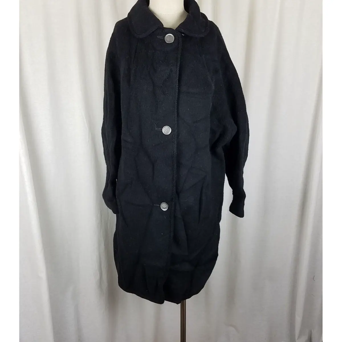 Vintage Ohrbach's 50S  Jackie O Mod Mcm Check Wool Lined Peacoat Coat Womens 12 1