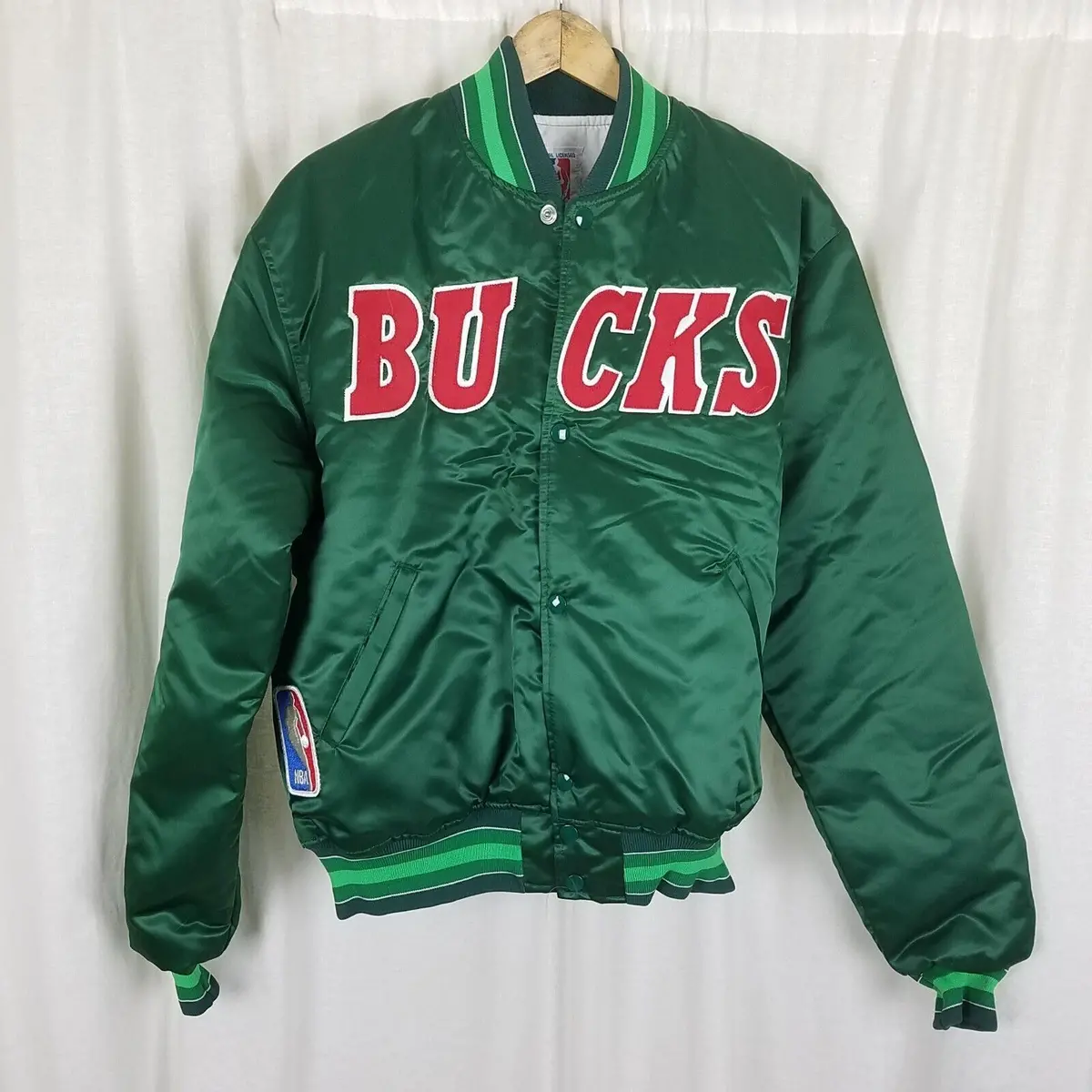 Milwaukee Bucks Vintage Starter Green Satin Bomber Jacket Mens M Nba 80S 90S Usa 1
