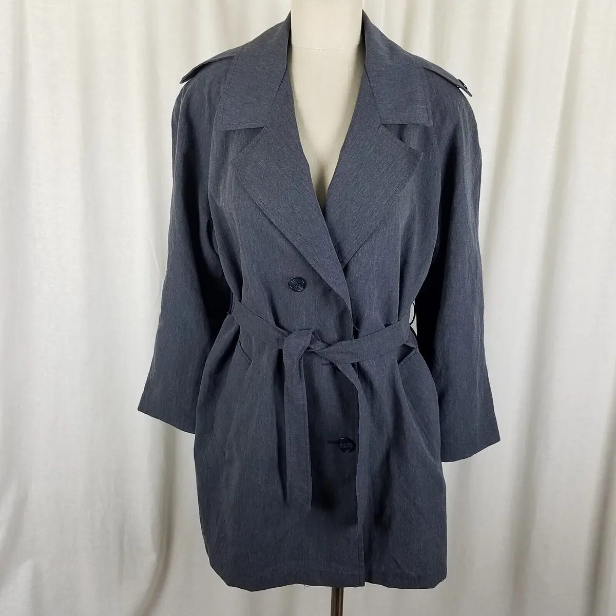Vintage J&H Fashions Double Breasted Belted Military 70S Trench Coat Womens 8 1