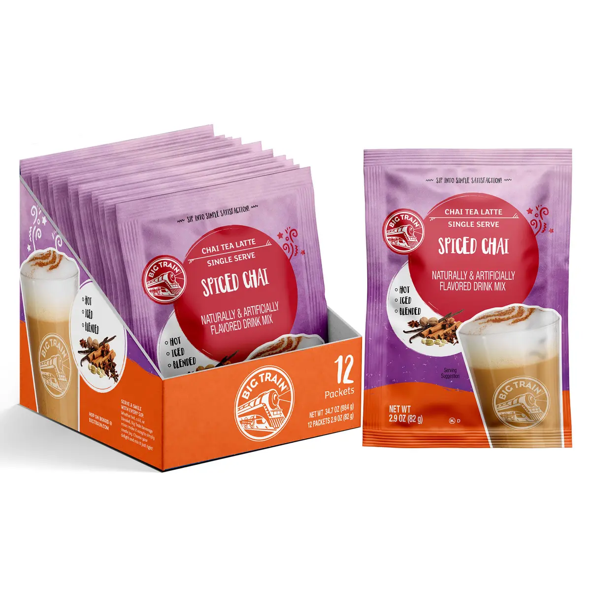 Spiced Chai Tea Latte Beverage Mix Sachet - 12 X 2.9 Oz 1