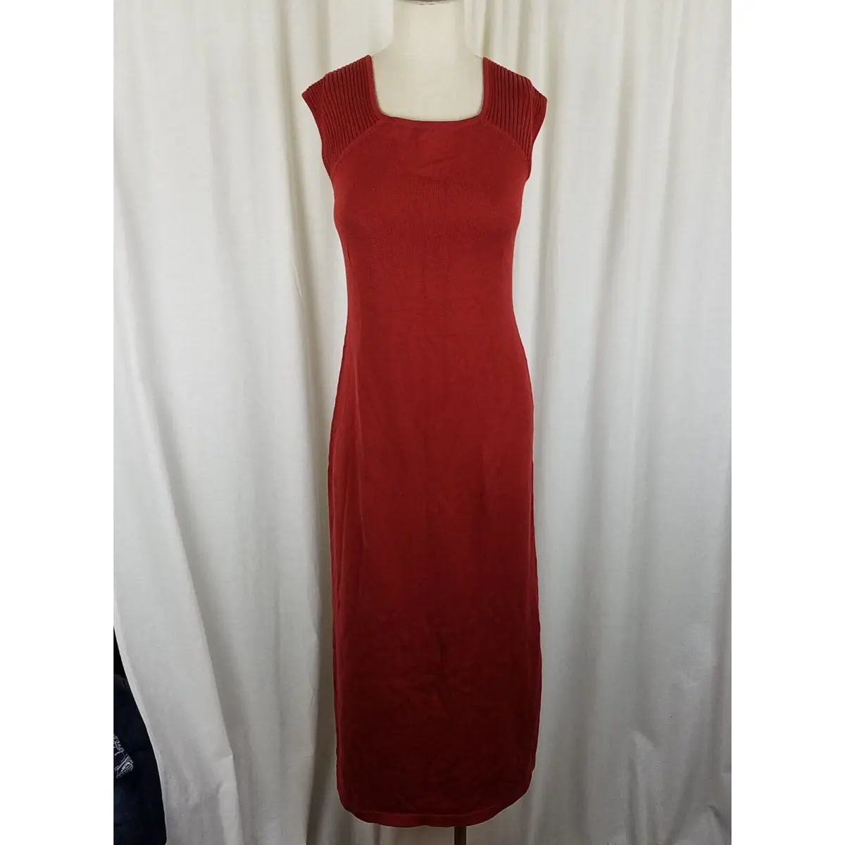 Peruvian Connection Pima Cotton Sangria Ribbed Shoulder Maxi Dress Womens Xs 1