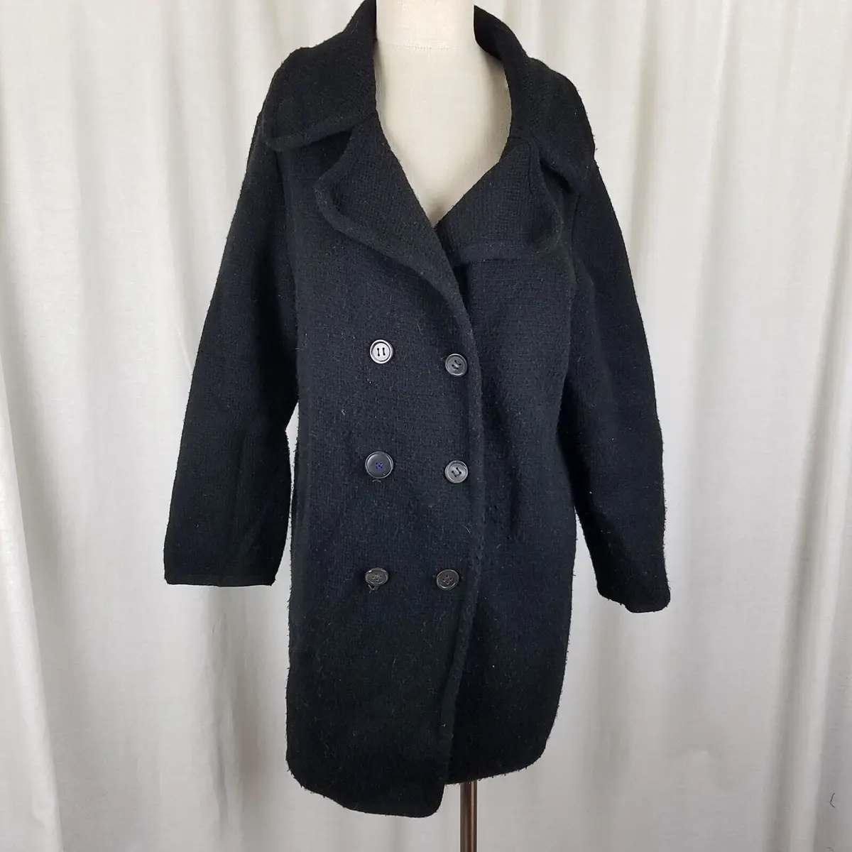 Vtg The May Company Double Breasted Santana Knit Sweater Coat Coatigan Womens L 1